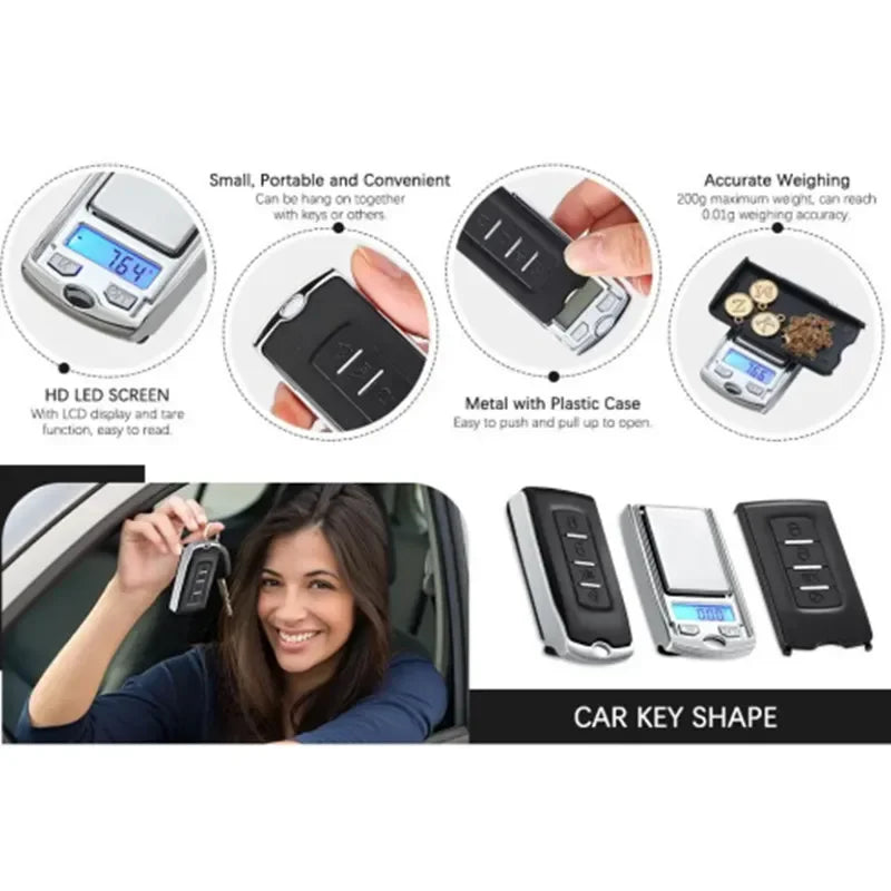 Portable Digital Pocket Scale – High Precision, Mini Key-Shaped