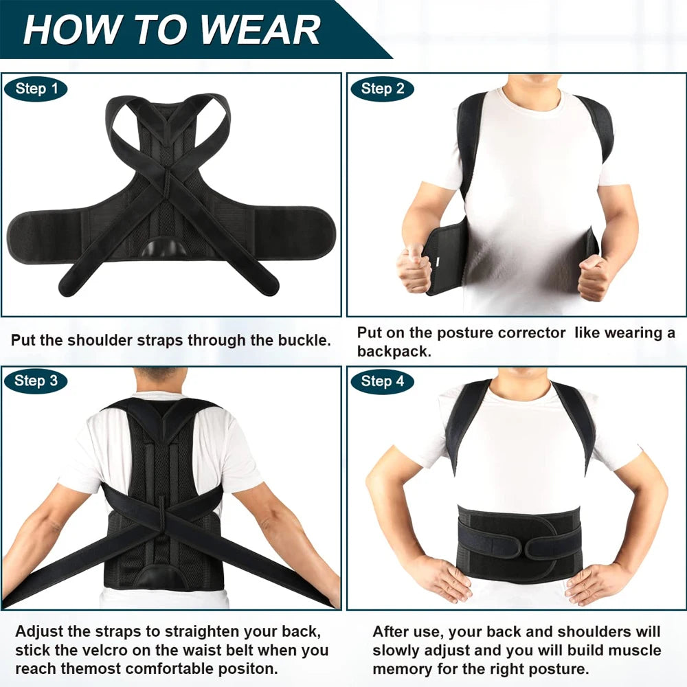 Adjustable Back Brace Posture Corrector for Men & Women
