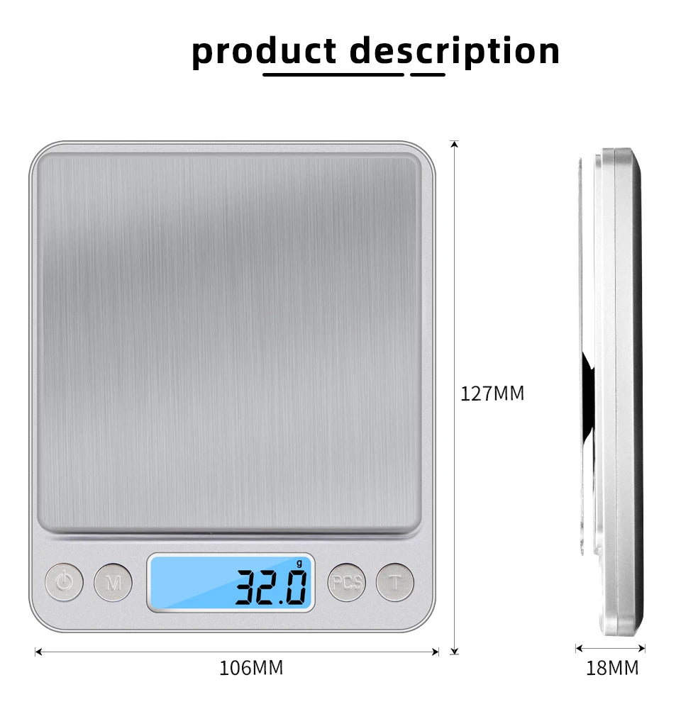 Digital Kitchen & Jewelry Precision Scale with LCD Display